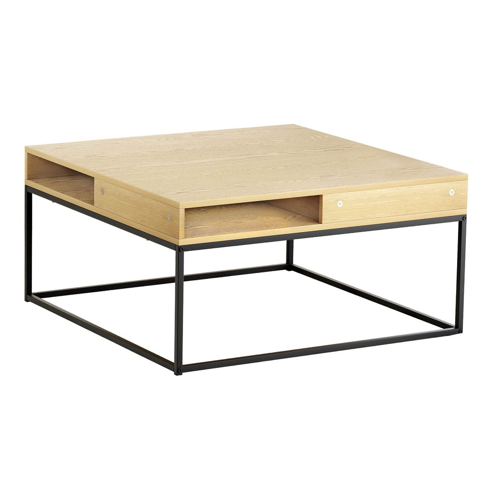 Coffee Table with Open Shelf Storage - Black & Pine