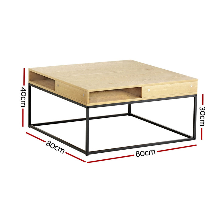 Coffee Table with Open Shelf Storage - Black & Pine