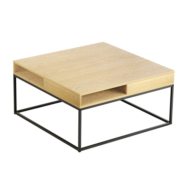 Coffee Table with Open Shelf Storage - Black & Pine