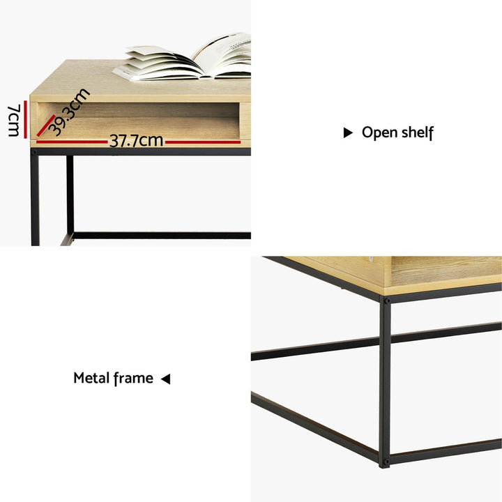 Coffee Table with Open Shelf Storage - Black & Pine