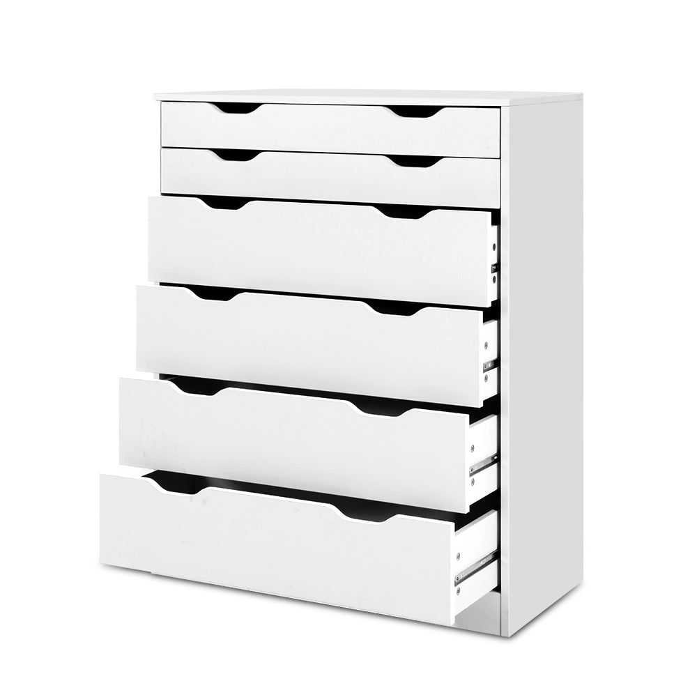 6 Drawer Chest of Drawers Tallboy Dresser - White - Homecoze