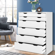 6 Drawer Chest of Drawers Tallboy Dresser - White - Homecoze