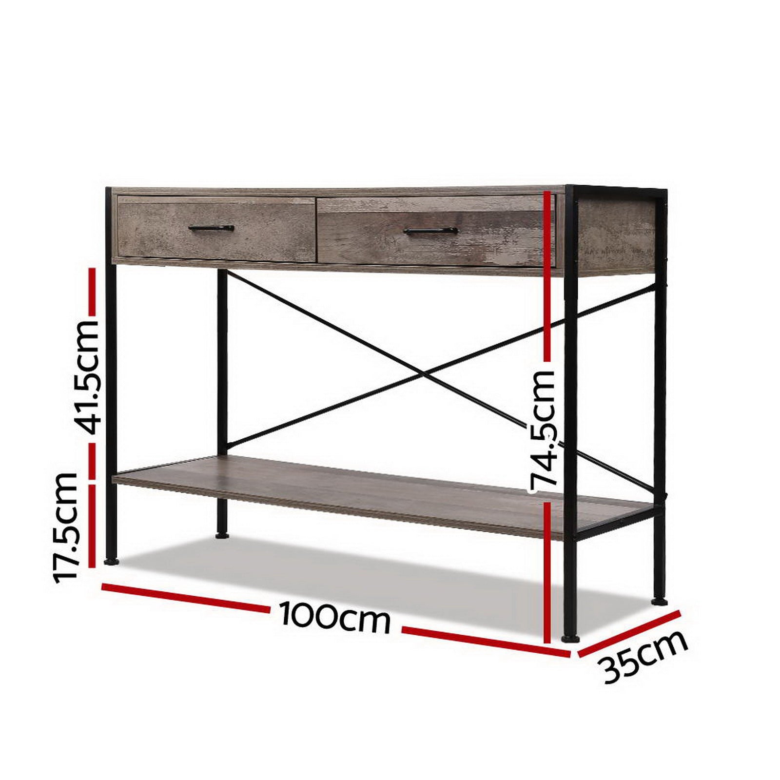 Rustic Industrial Series Hallway Console Table - Wood - Homecoze