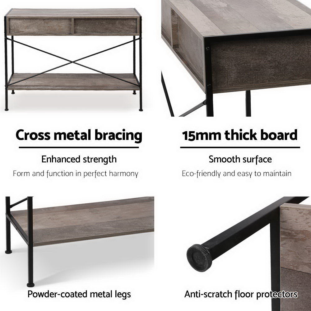 Rustic Industrial Series Hallway Console Table - Wood - Homecoze