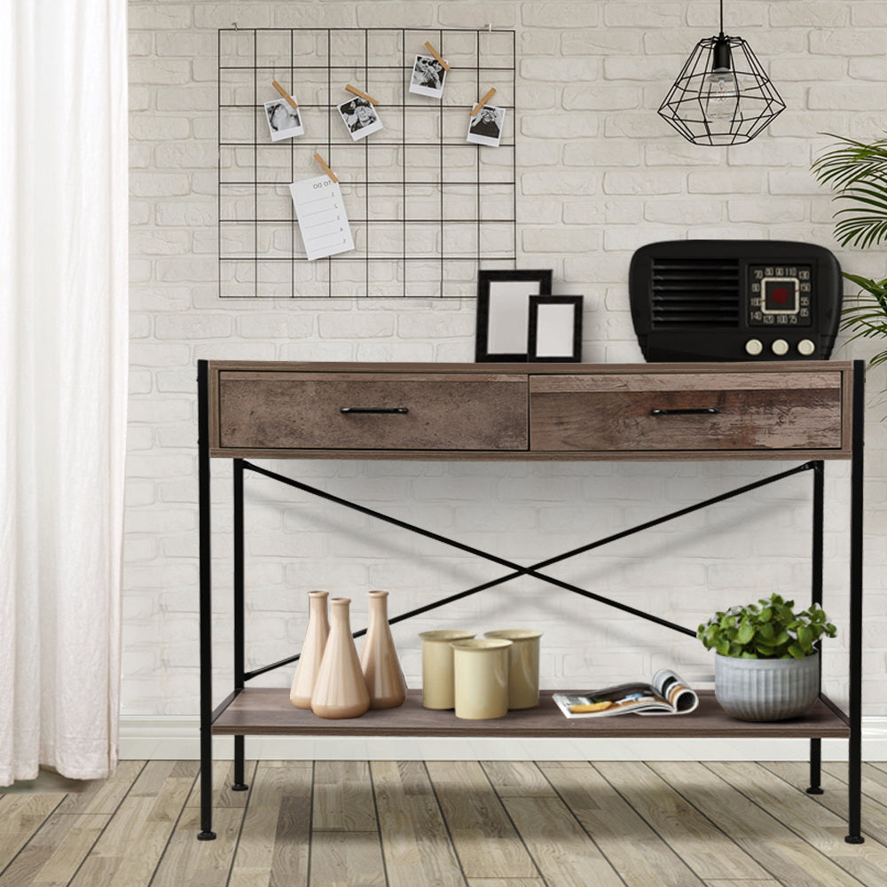 Rustic Industrial Series Hallway Console Table - Wood - Homecoze