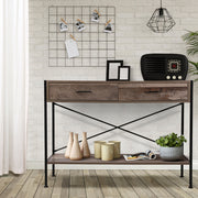 Rustic Industrial Series Hallway Console Table - Wood - Homecoze
