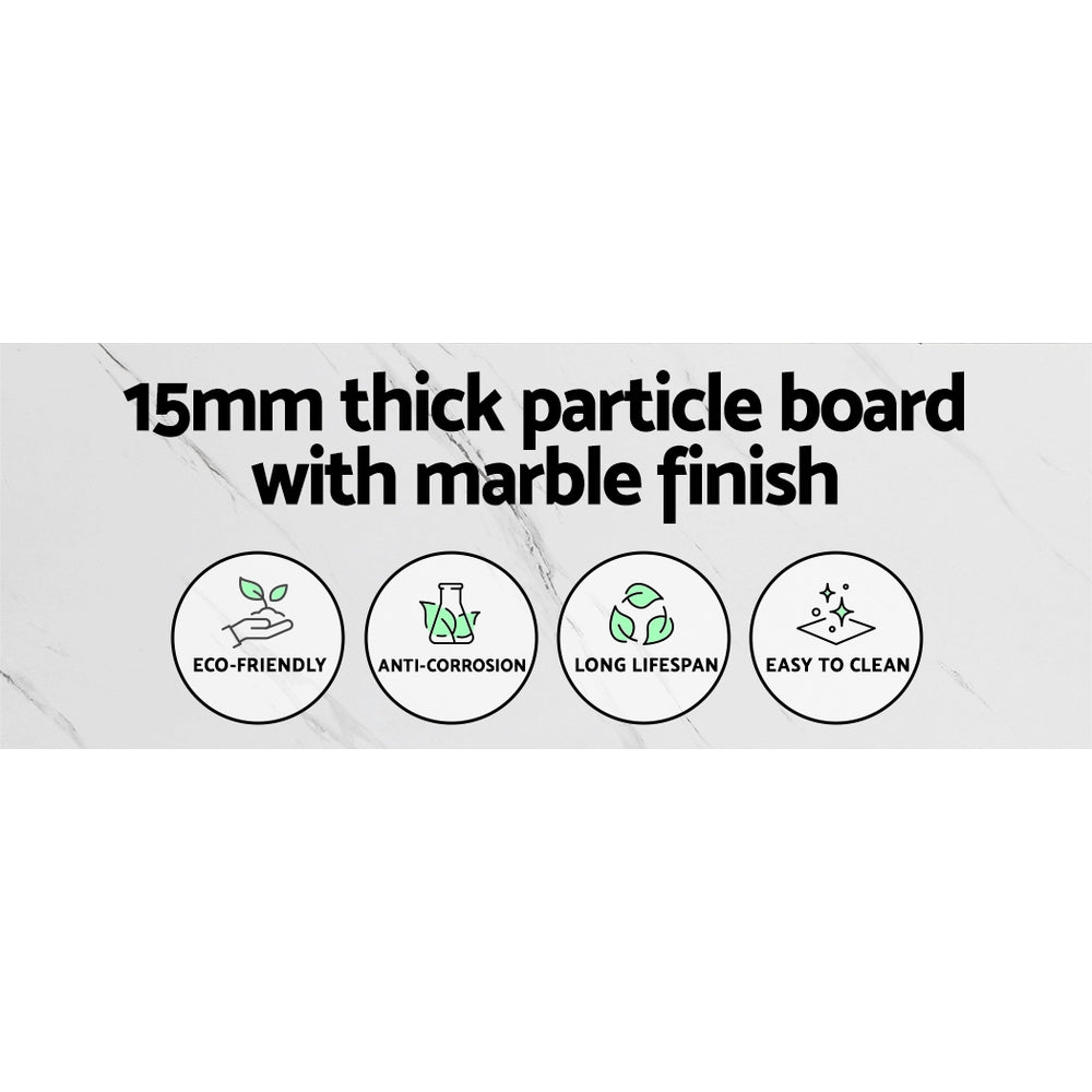 Modern Industrial Style Console Hallway Table Marble Effect - White - Homecoze