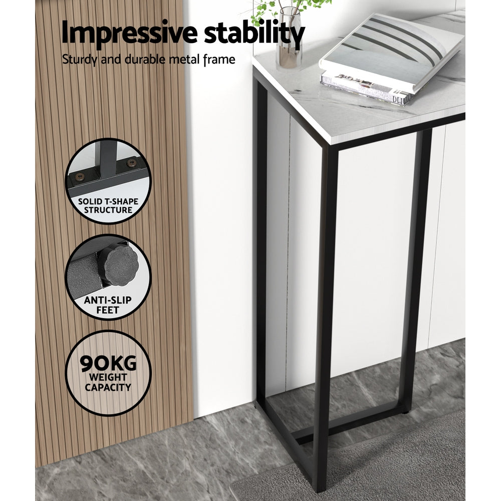 Modern Industrial Style Console Hallway Table Marble Effect - White - Homecoze