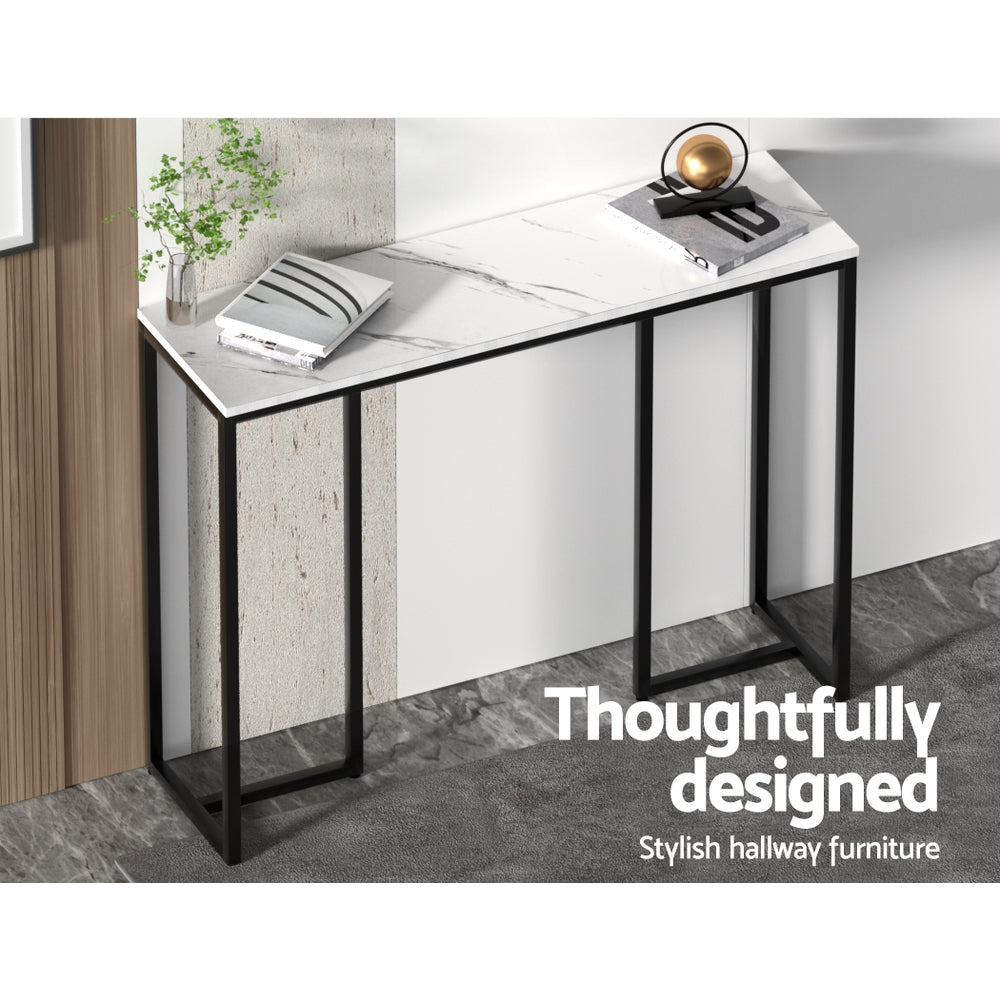 Modern Industrial Style Console Hallway Table Marble Effect - White - Homecoze