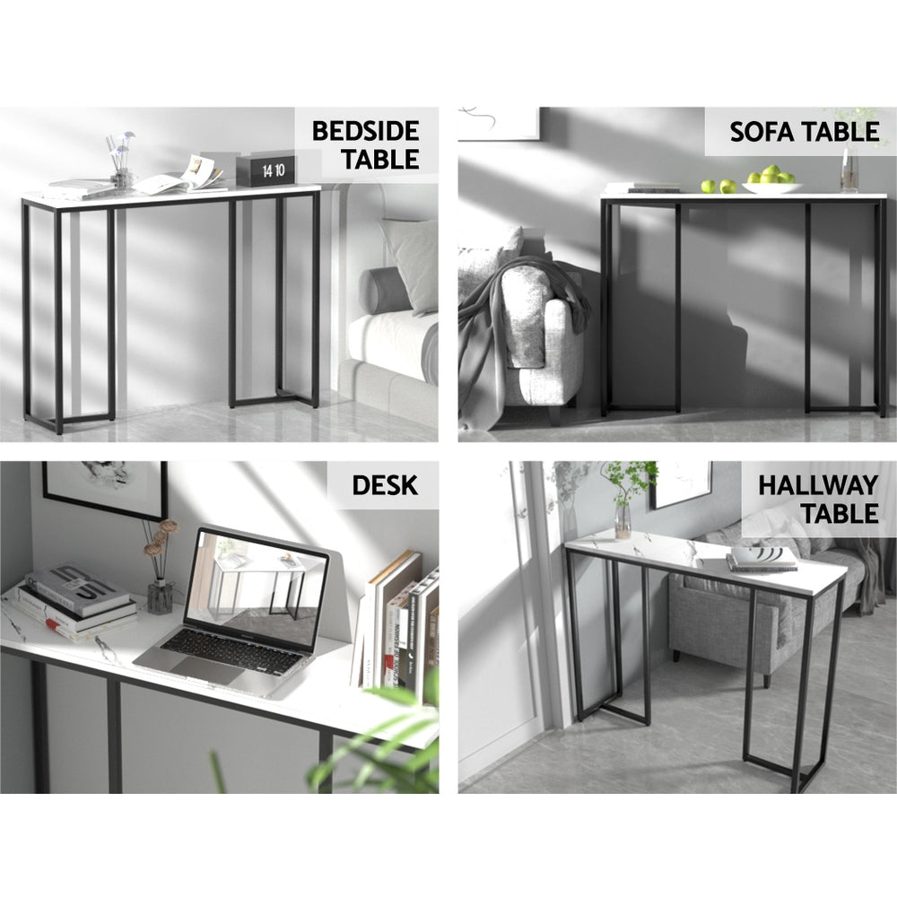 Modern Industrial Style Console Hallway Table Marble Effect - White - Homecoze