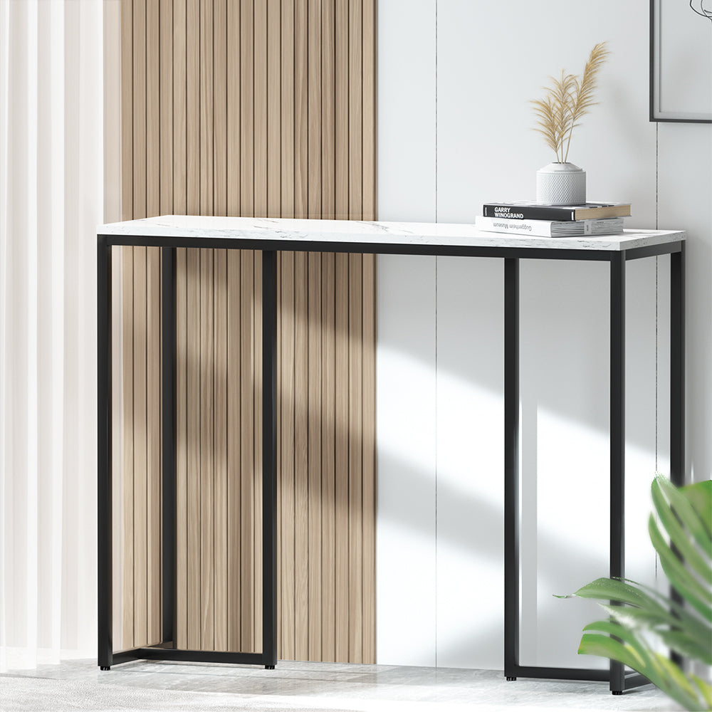 Modern Industrial Style Console Hallway Table Marble Effect - White - Homecoze