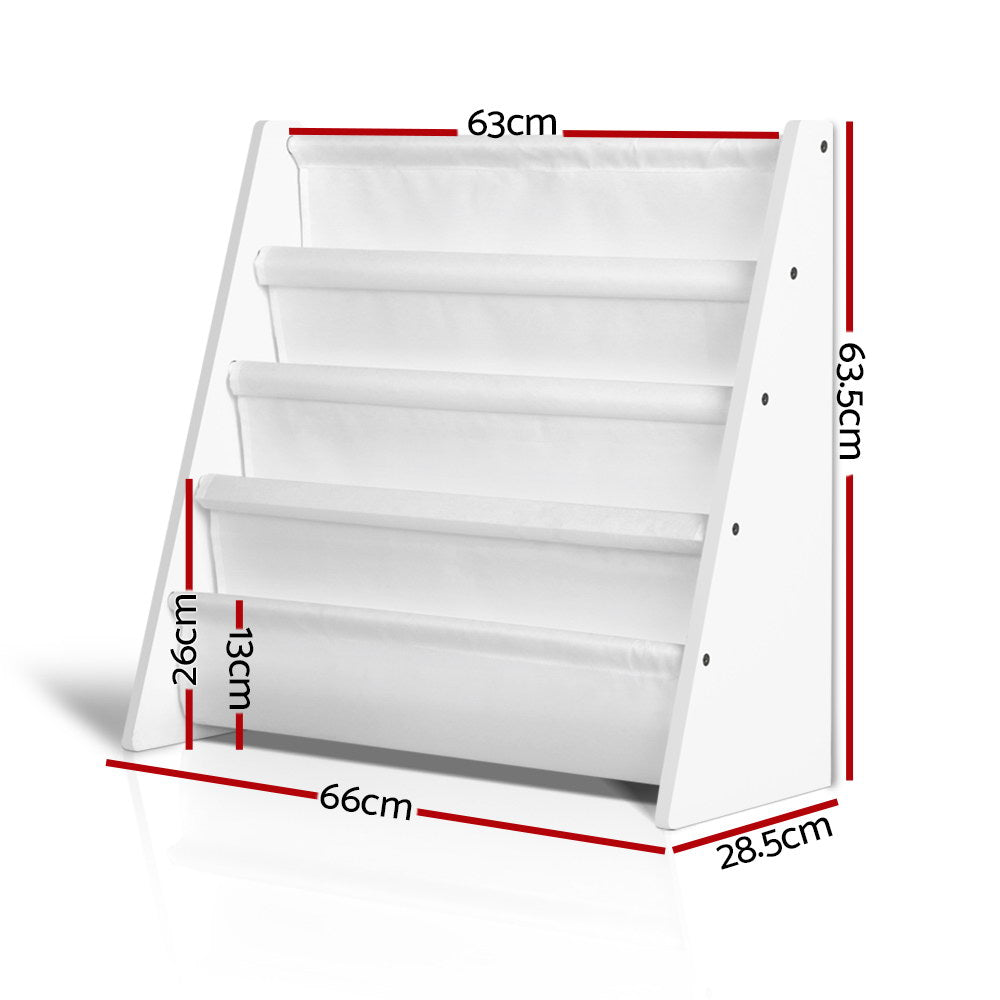 Kids 4 Tier Bookshelf - White - Homecoze