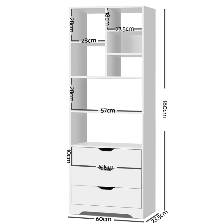 3 Drawer Display Bookshelf Shelf - White - Homecoze