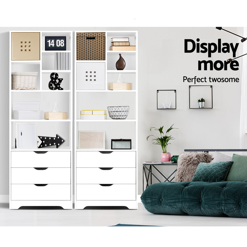3 Drawer Display Bookshelf Shelf - White - Homecoze