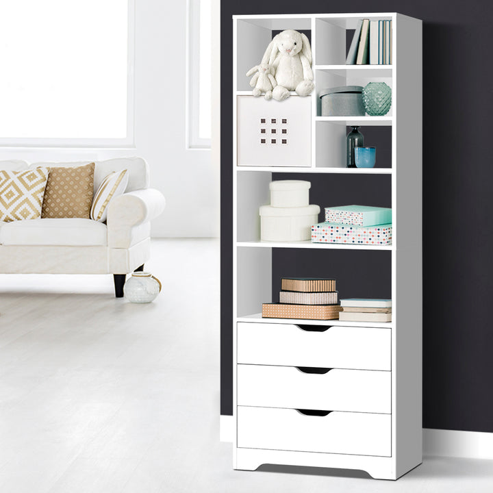 3 Drawer Display Bookshelf Shelf - White - Homecoze