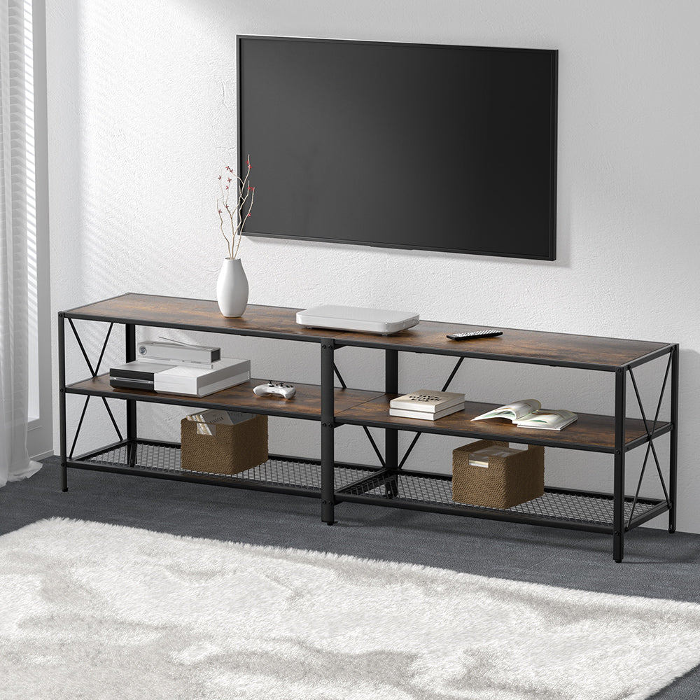 Industrial Style Rustic TV Entertainment Unit 3-tier Shelve - Walnut - Homecoze