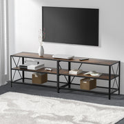 Industrial Style Rustic TV Entertainment Unit 3-tier Shelve - Walnut - Homecoze