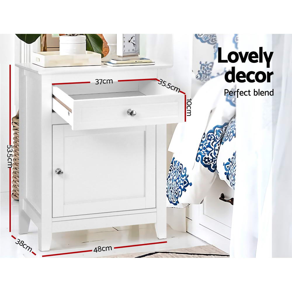 Harald Bedside Table Drawer & Cabinet – White - Homecoze