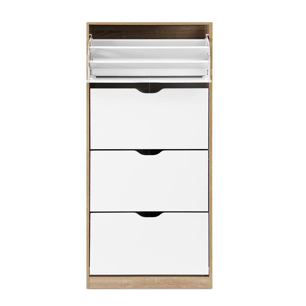 48 Pairs Shoe Cabinet Rack Organizer - Oak & White - Homecoze