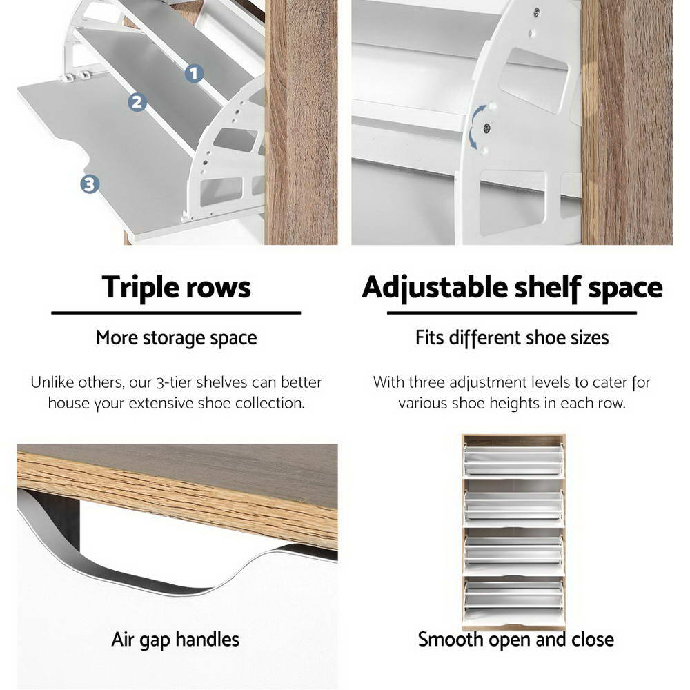 48 Pairs Shoe Cabinet Rack Organizer - Oak & White - Homecoze