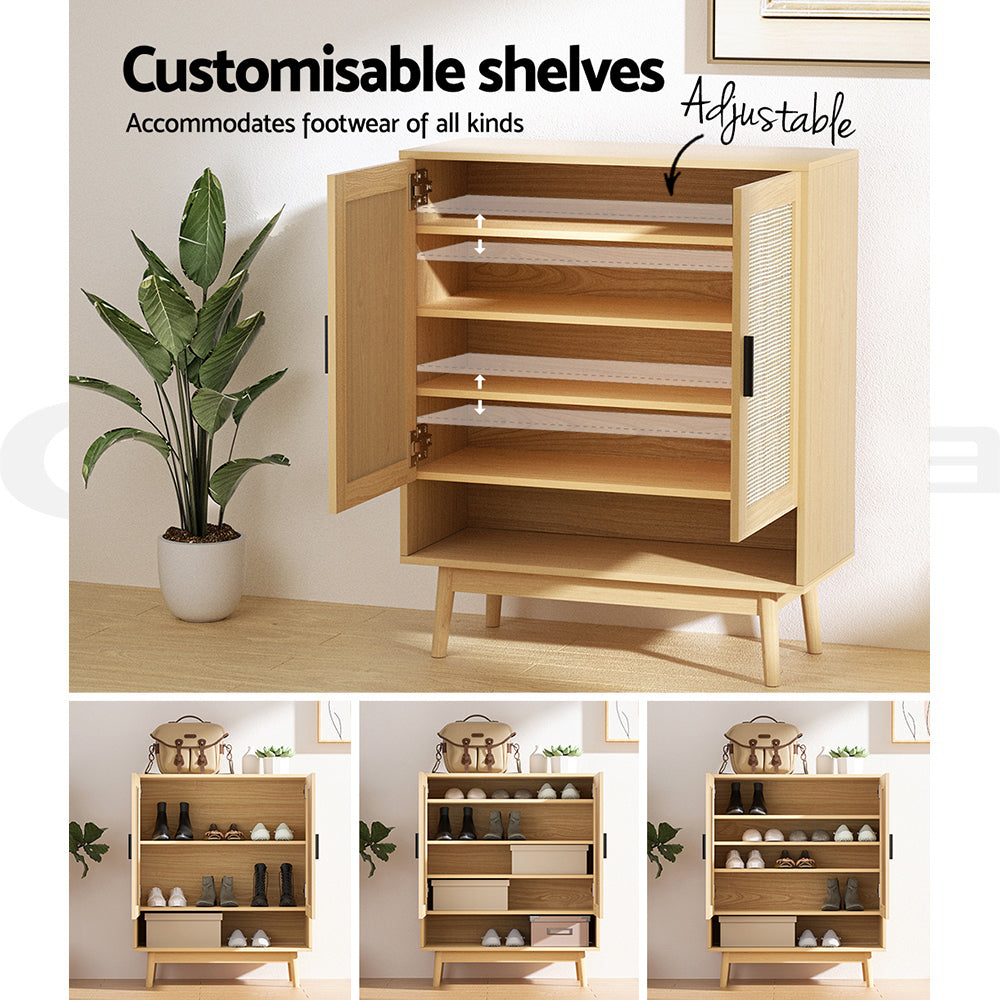 Rattan Shoe Organizer Cabinet Storage Buffet - Homecoze