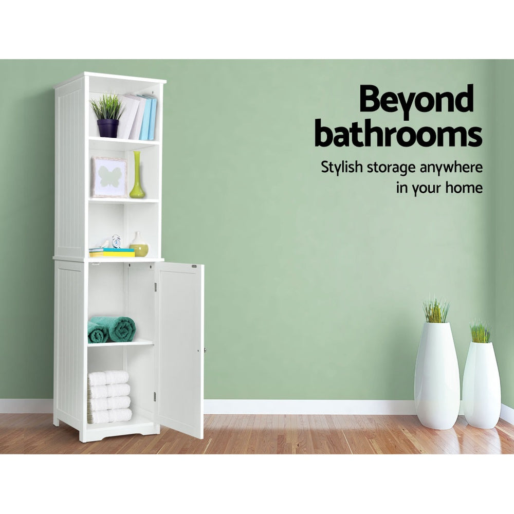 Bathroom & Laundry Tallboy 160cm Storage Cabinet - White - Homecoze