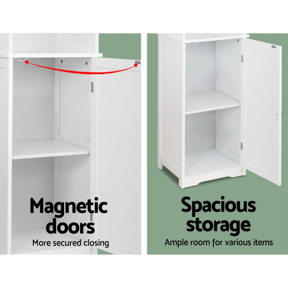 Bathroom & Laundry Tallboy 160cm Storage Cabinet - White - Homecoze