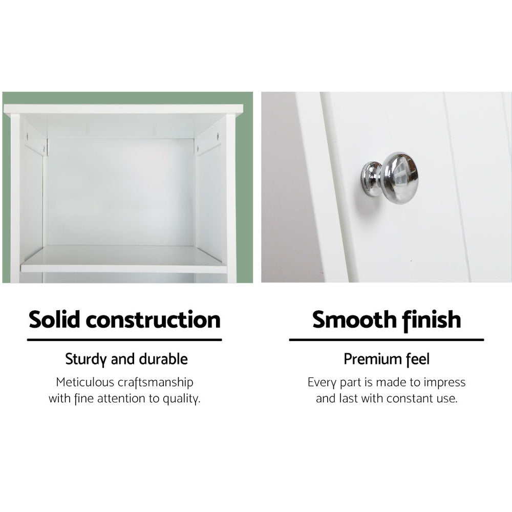 Bathroom & Laundry Tallboy 160cm Storage Cabinet - White - Homecoze