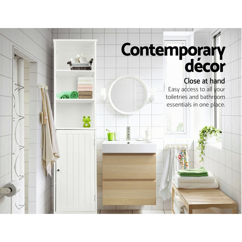 Bathroom & Laundry Tallboy 160cm Storage Cabinet - White - Homecoze