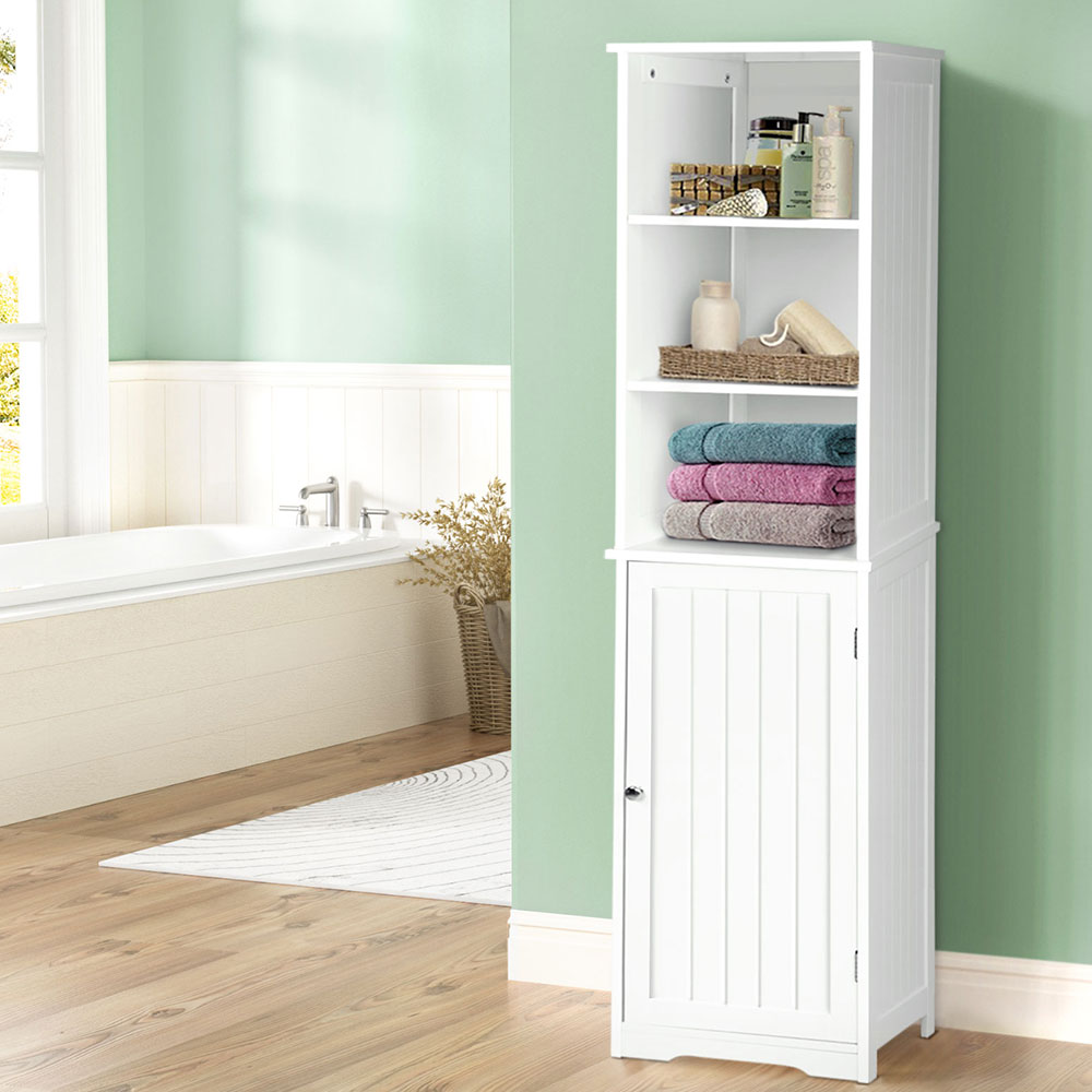 Bathroom & Laundry Tallboy 160cm Storage Cabinet - White - Homecoze