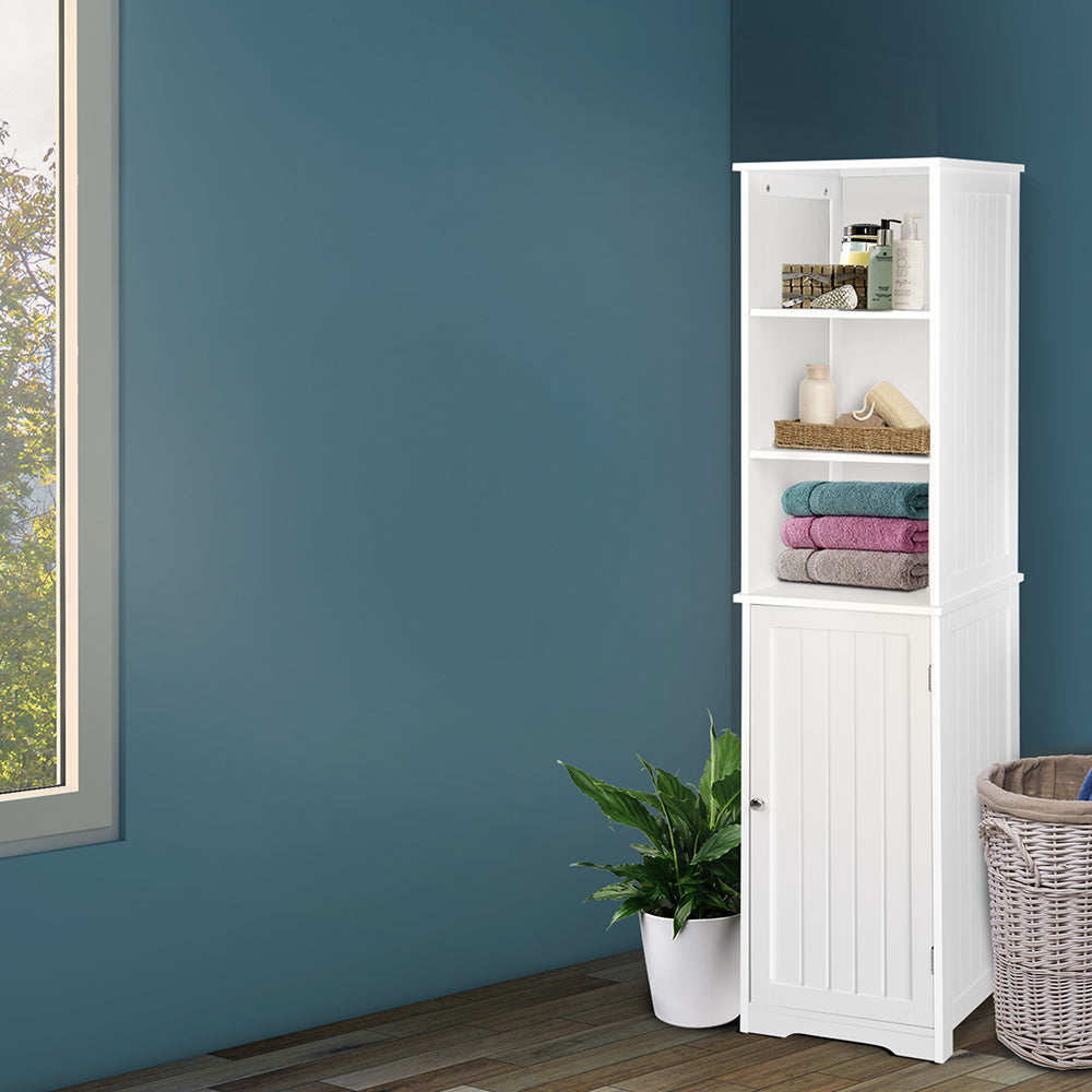Bathroom & Laundry Tallboy 160cm Storage Cabinet - White - Homecoze