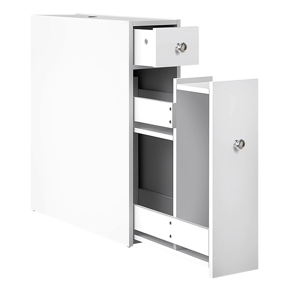 Slimline Bathroom Storage Cabinet - White - Homecoze