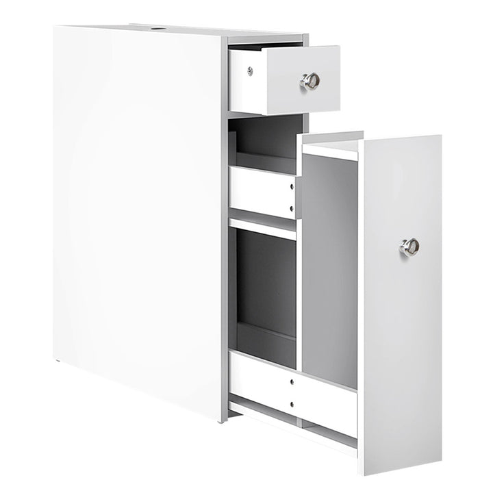 Slimline Bathroom Storage Cabinet - White - Homecoze
