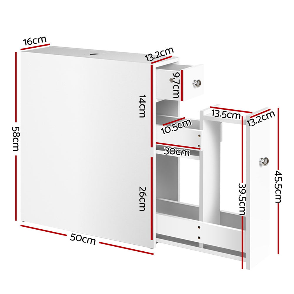 Slimline Bathroom Storage Cabinet - White - Homecoze