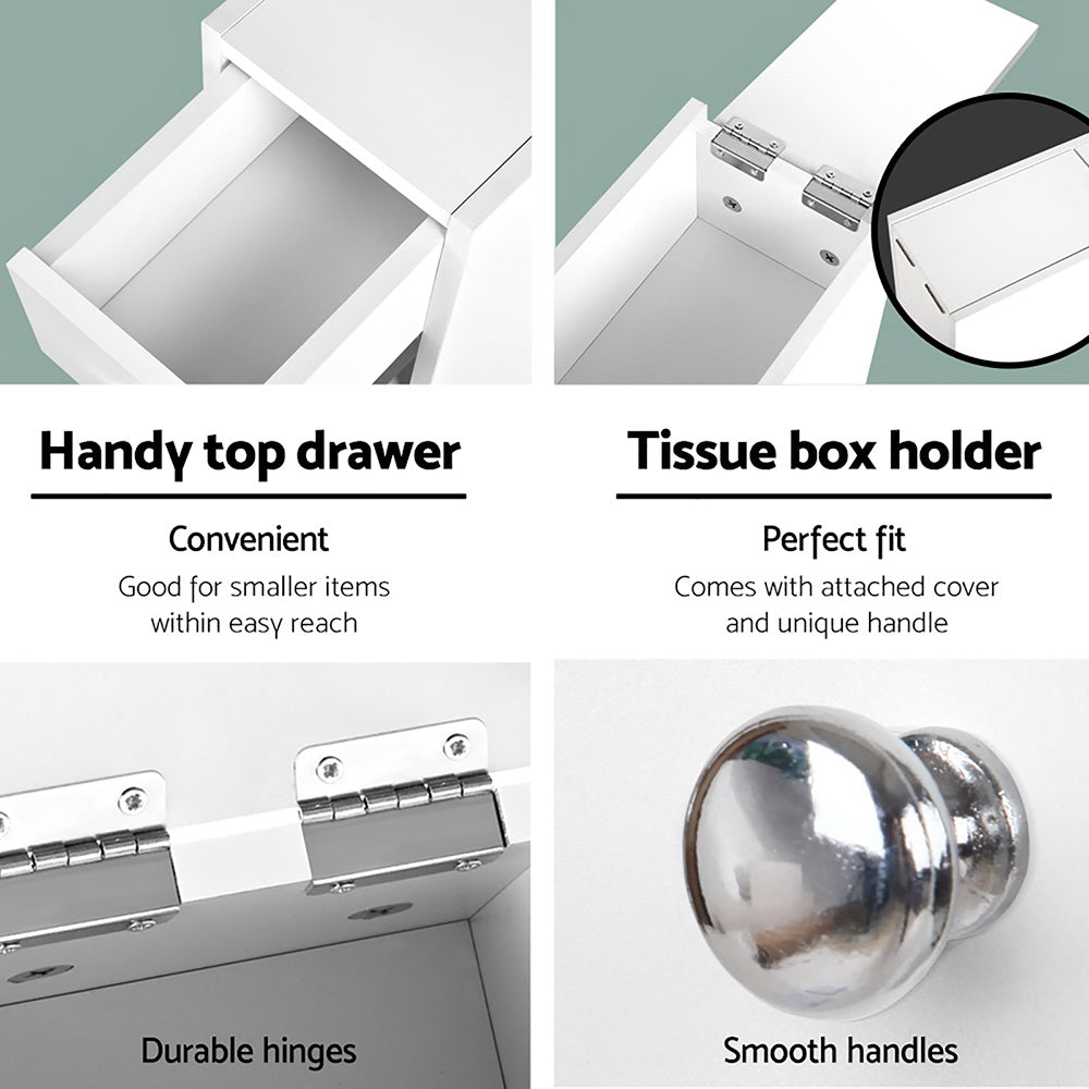 Slimline Bathroom Storage Cabinet - White - Homecoze