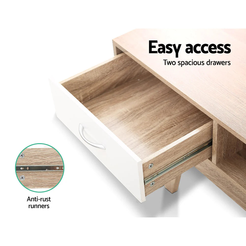 Emil Nordic TV Unit 180cm – Oak & White - Homecoze