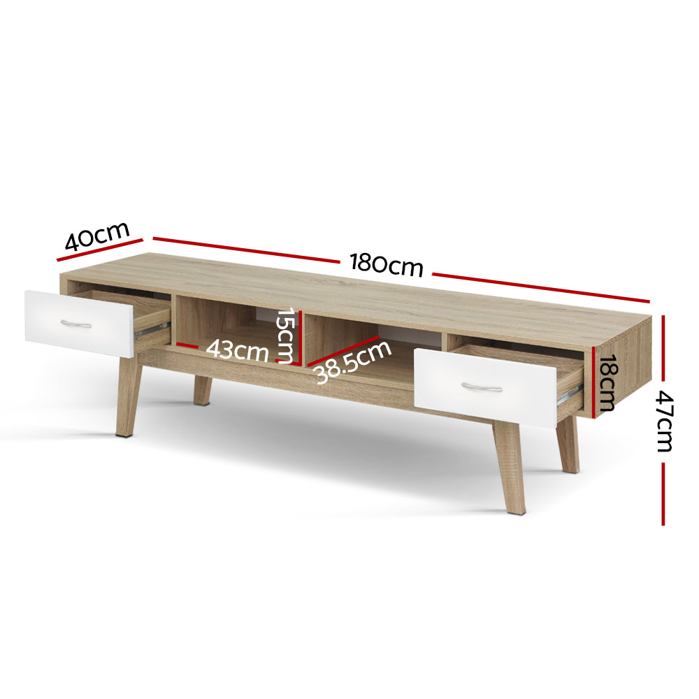 Scandinavian Oak Style Entertainment Unit 180cm - Homecoze