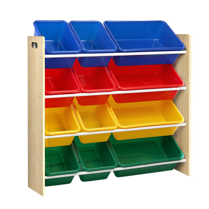 Keezi Kids Toy Box 12 Bins Bookshelf Organiser Children Storage Rack - Homecoze