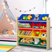 Keezi Kids Toy Box 12 Bins Bookshelf Organiser Children Storage Rack - Homecoze