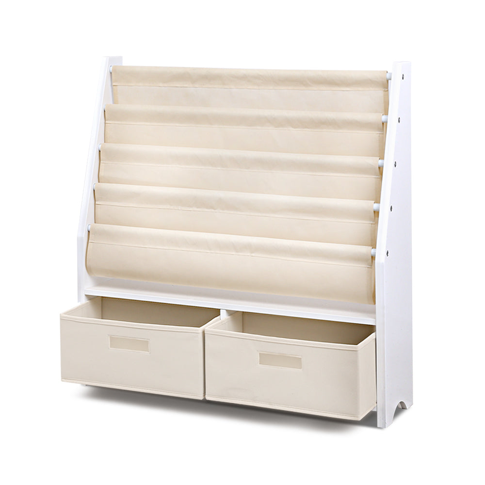 Kids 4-Tier Bookshelf Magazine Rack Organiser - White - Homecoze
