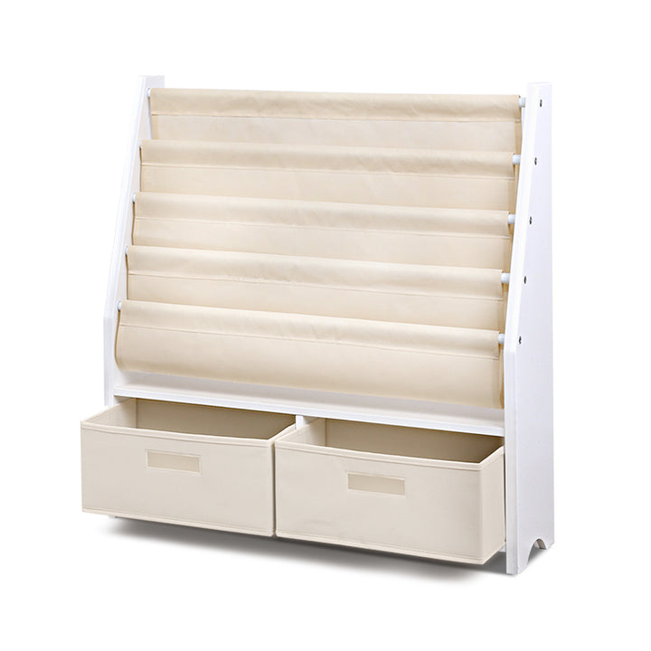 Kids 4-Tier Bookshelf Magazine Rack Organiser - White - Homecoze