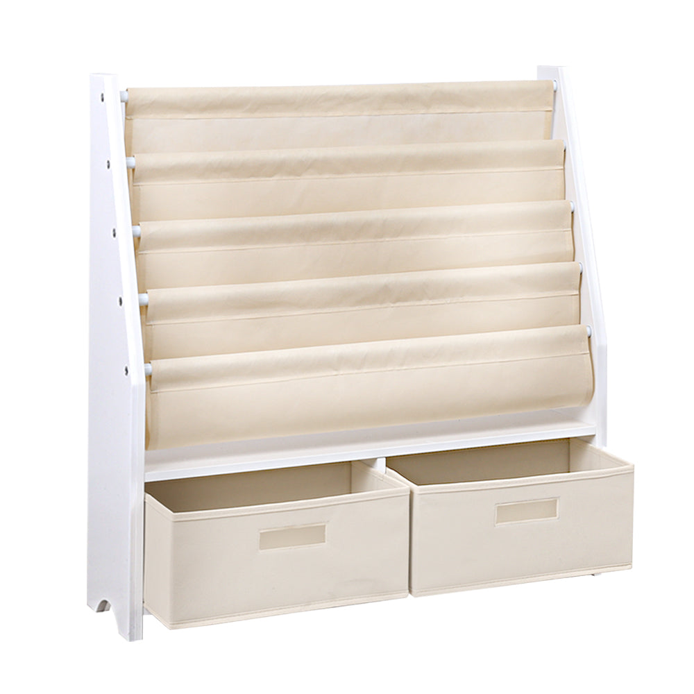 Kids 4-Tier Bookshelf Magazine Rack Organiser - White - Homecoze
