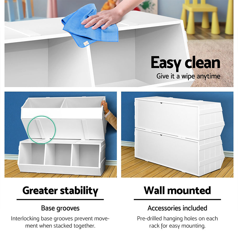 Kids Stackable Storage Tubs - White - Homecoze