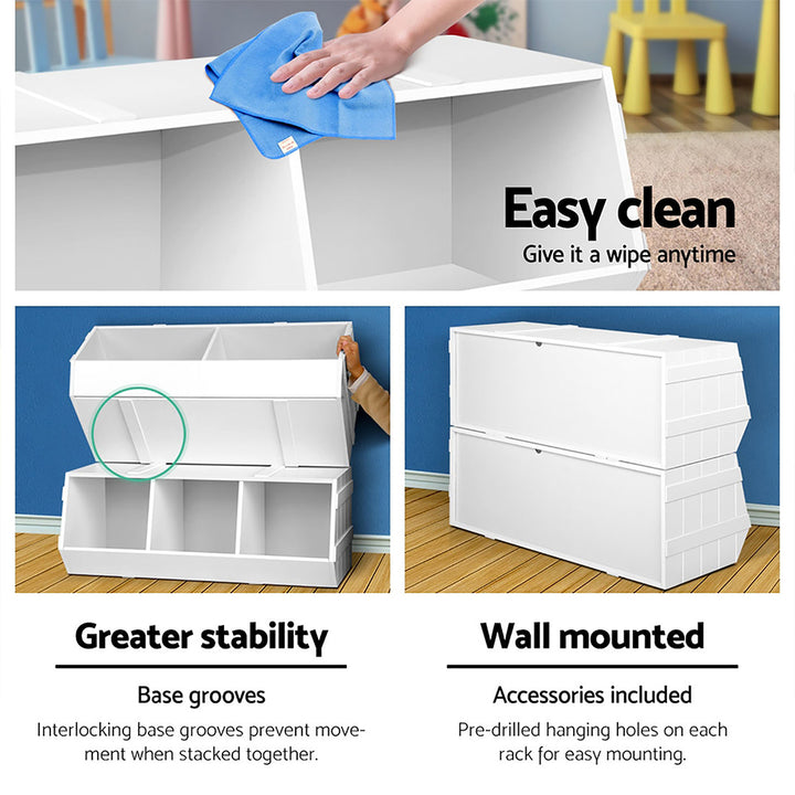 Kids Stackable Storage Tubs - White - Homecoze