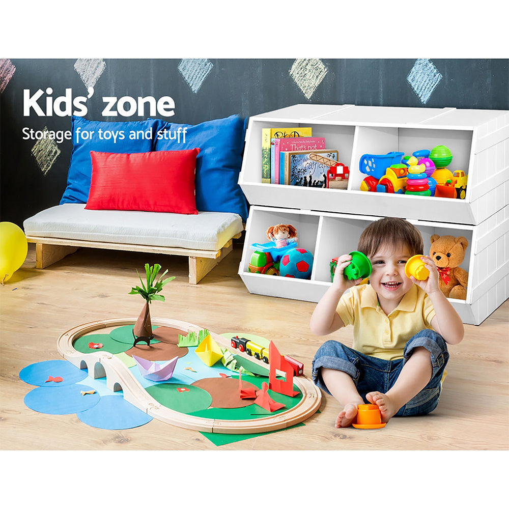 Kids Stackable Storage Tubs - White - Homecoze