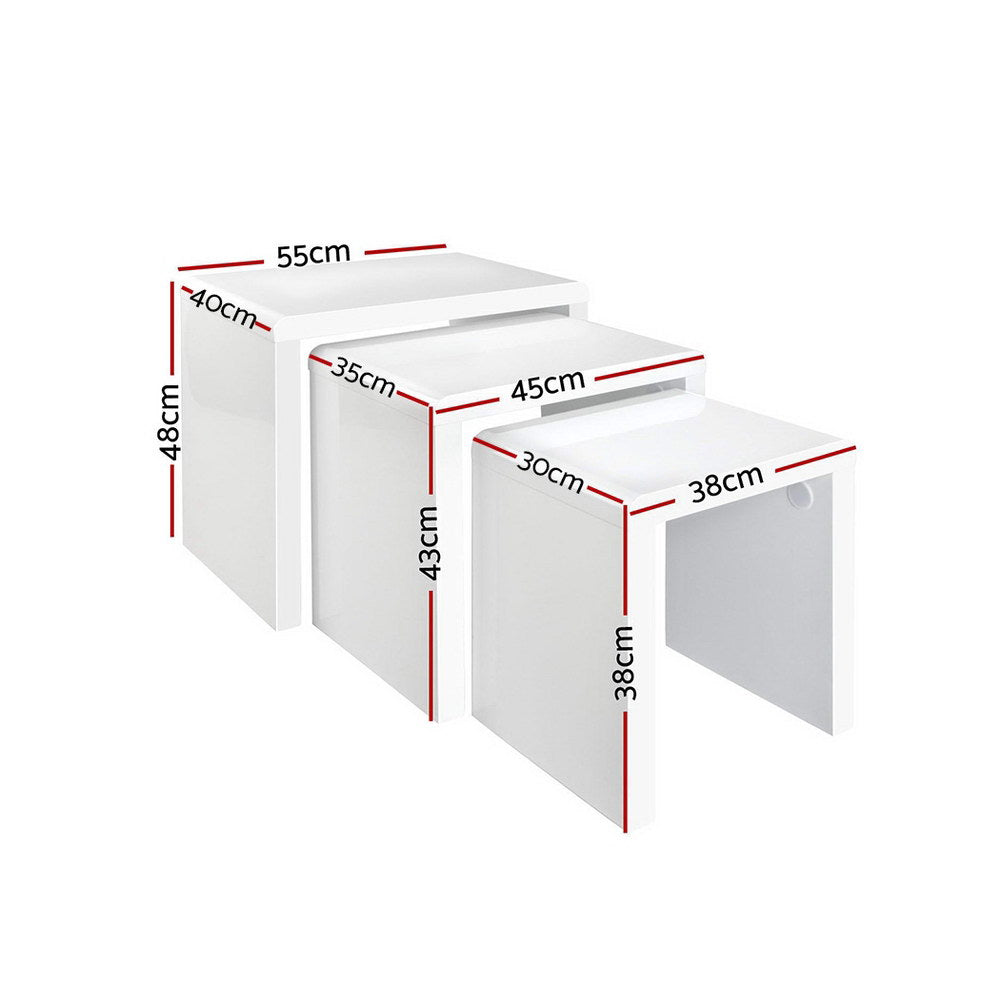 Viro (Set of 3) Nesting Coffee Tables – White - Homecoze