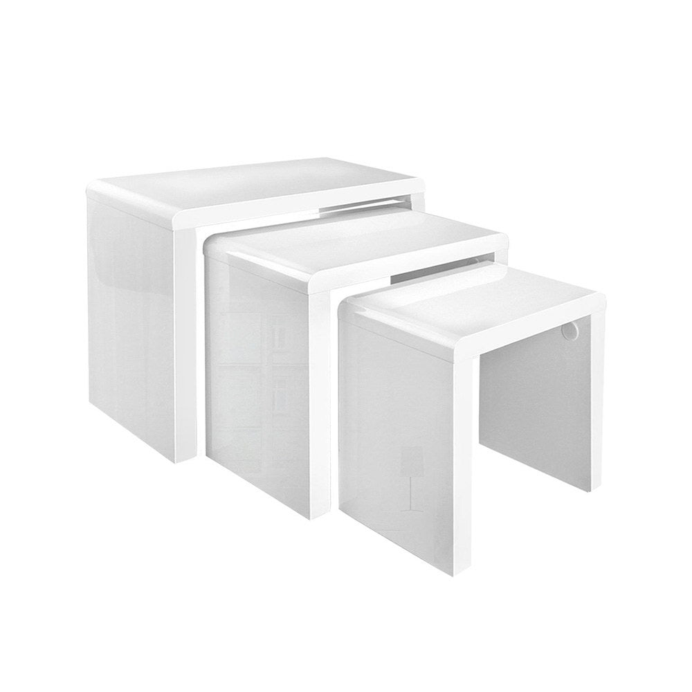 Viro (Set of 3) Nesting Coffee Tables – White - Homecoze