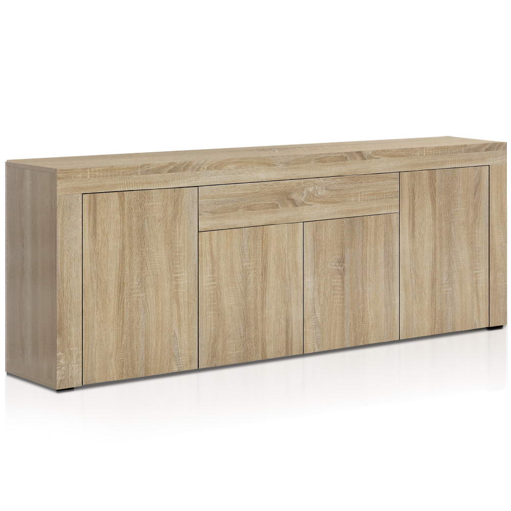 Buffet 4 Door Sideboard Cabinet with Drawer - Oak Coloured Woodgrain Finish - Homecoze