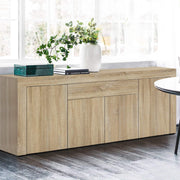 Buffet 4 Door Sideboard Cabinet with Drawer - Oak Coloured Woodgrain Finish - Homecoze