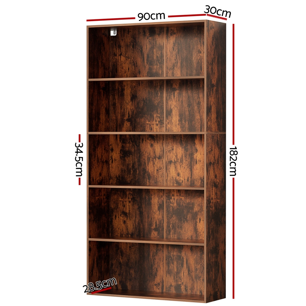 Artiss Bookshelf 5 Tiers Walnut - Homecoze